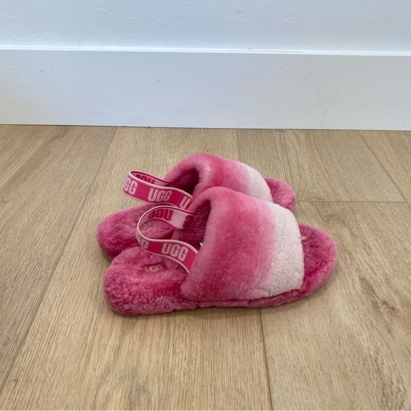 UGG Fluff Yeah Slides Slippers Pink Combo Gradient Size 5 - Picture 2 of 7